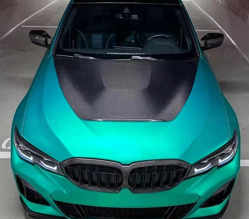 DRY Carbon Fiber Front Hood Diffuser and GTS Style Spoiler for  3 Series G20 Forge Car Body Parts